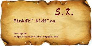 Sinkó Klára névjegykártya